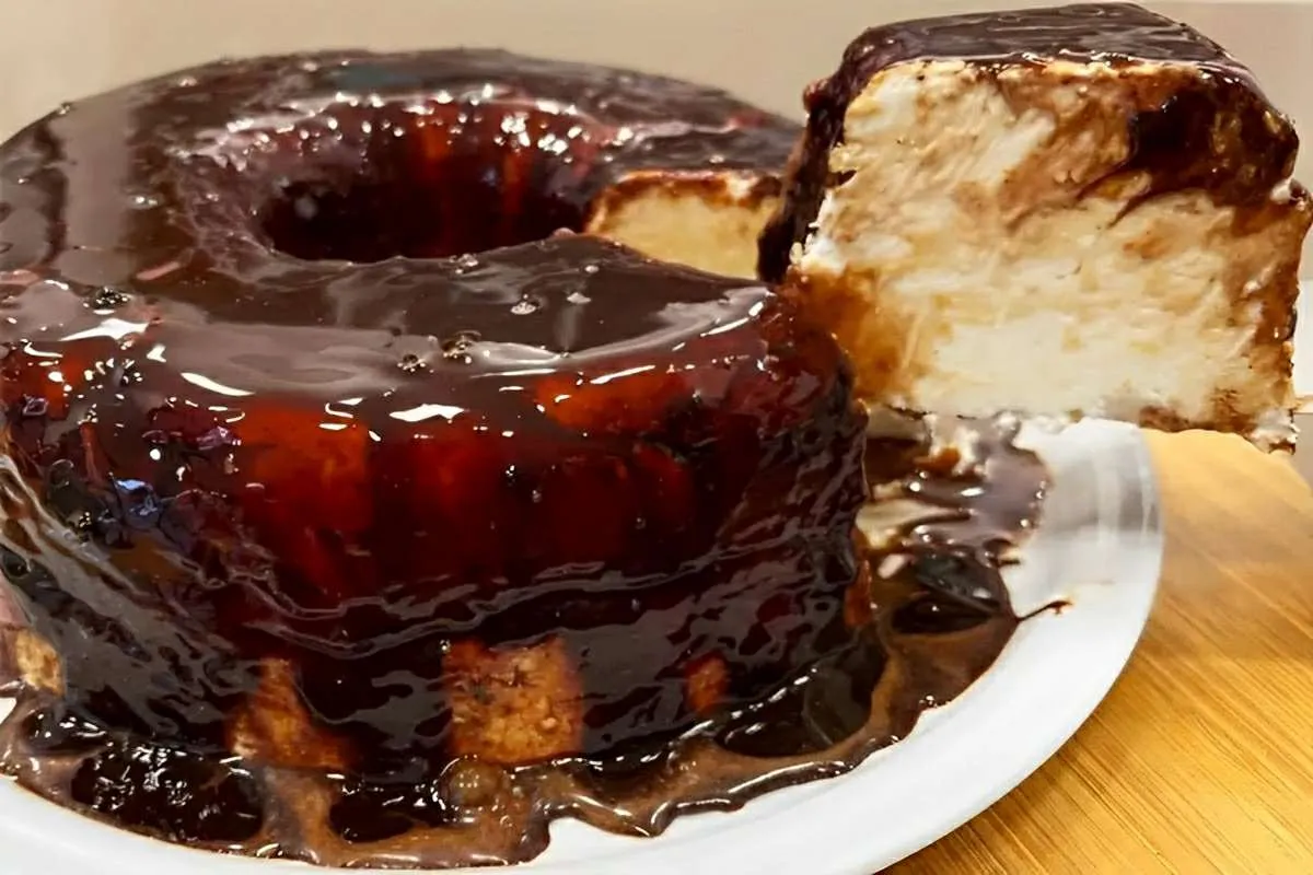 Pudim de sorvete de maracujá com ganache de chocolate: uma s