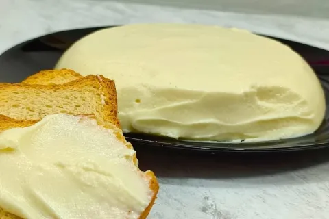 Requeijão cremoso de corte feito com apenas 2 ingredientes s