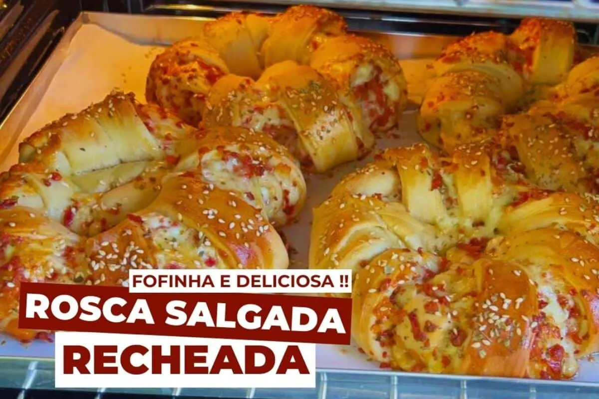 Rosca salgada recheada fofinha e super deliciosa em uma rece