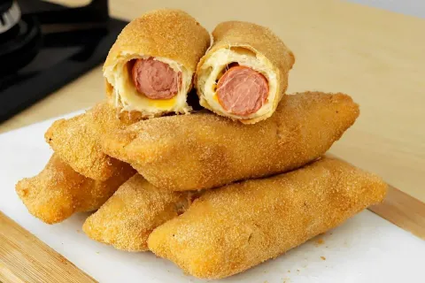 Salgado feito com massa de 2 ingredientes o salgado mais fác