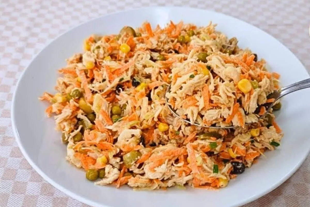 Salpicão de frango fit sem usar maionese, que fica cremoso,