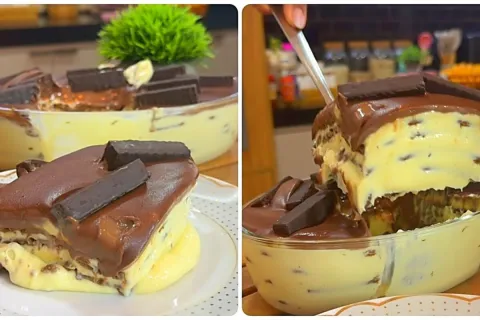 Sobremesa de maracujá com chocolate, que é dos deuses e fica