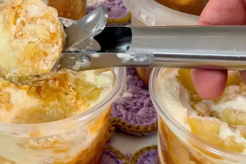 Sorvete caseiro cremoso de abacaxi que rende demais, gasta b