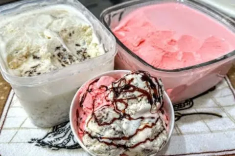 Sorvete caseiro muito cremoso e econômico,   uma sobremesa q