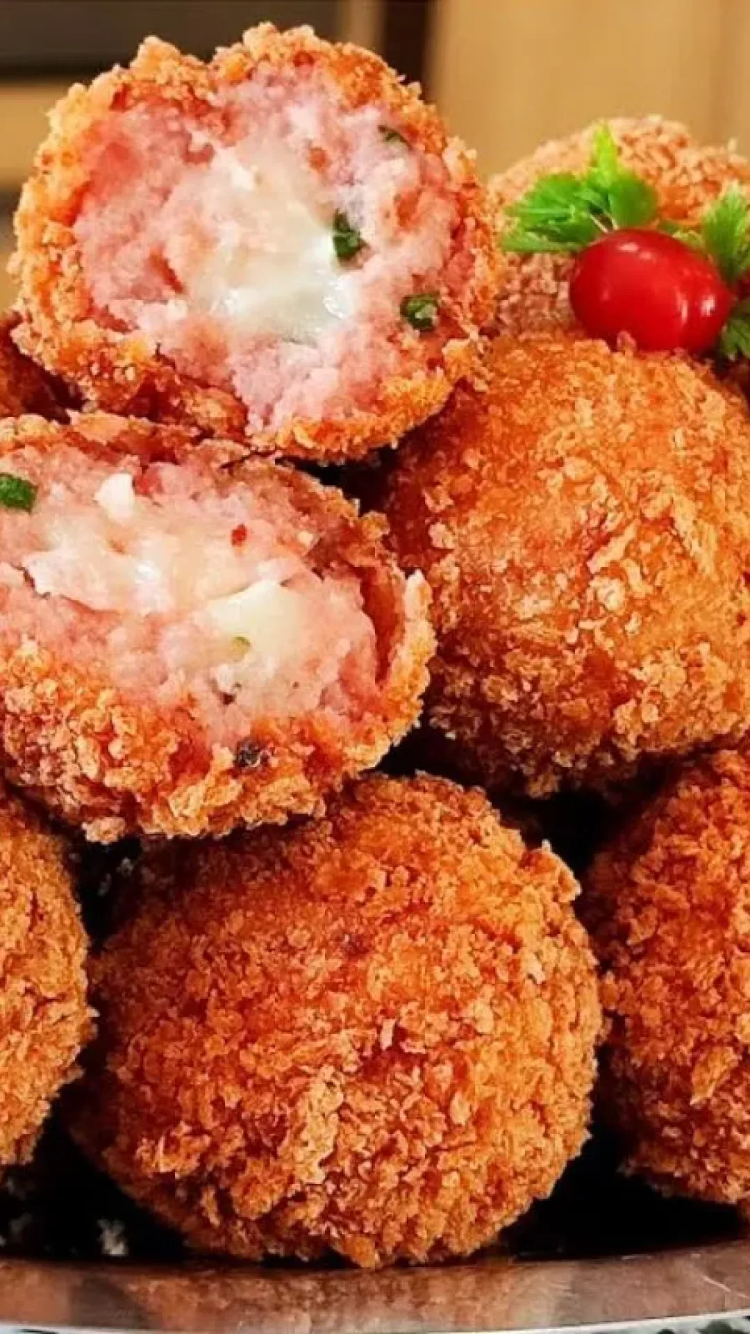 Bolinho de calabresa frito crocante por fora, macio por dentro e ótimo para petiscar