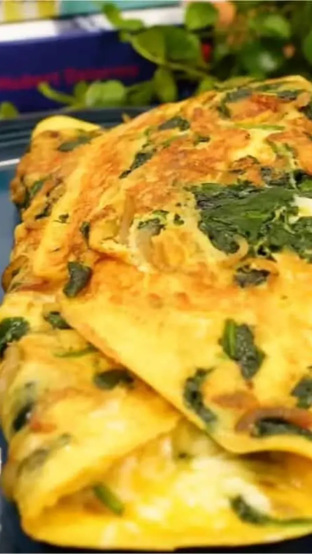 Omelete com espinafre e queijo super leve e delicioso pronto em poucos minutos