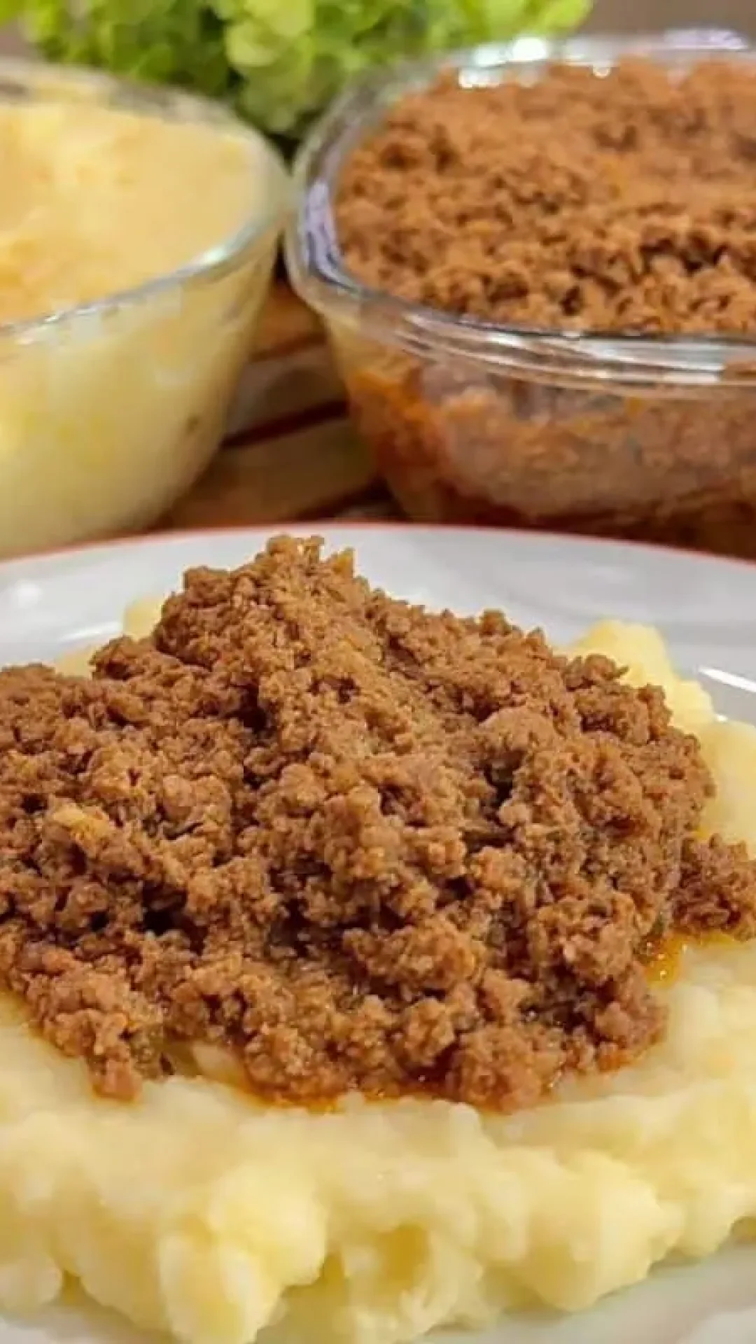 Purê de batata cremoso com carne moída ideal para dieta rápido e cheio de sabor