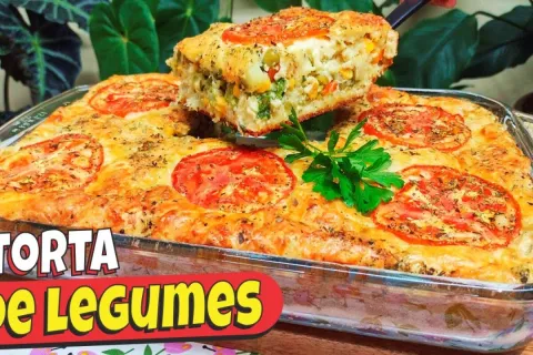 Torta de legumes leve e muito gostosa com uma massa que fica