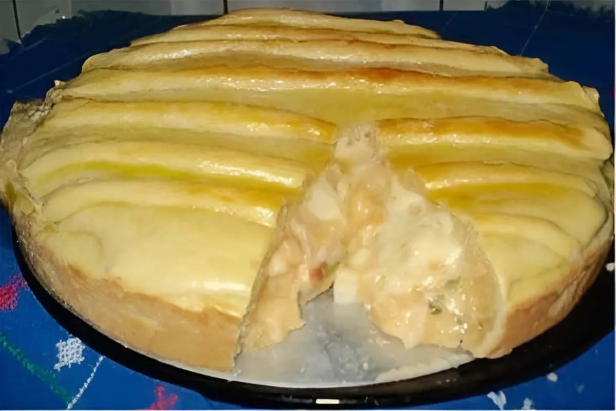 Torta de palmito cremosa com massa de empada aquela que derr