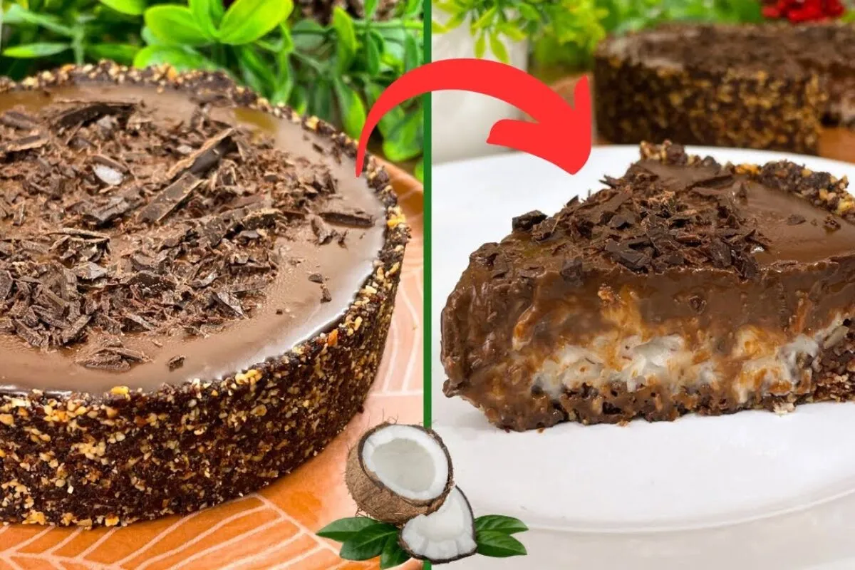 Torta de prestígio sem glúten, uma sobremesa maravilhosa, li