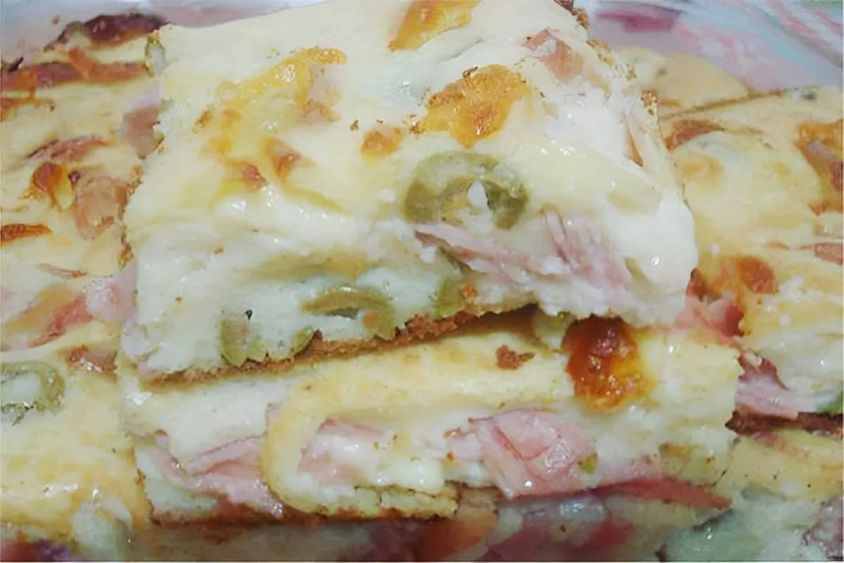 Torta de queijo e presunto com massa de batata de liquidific