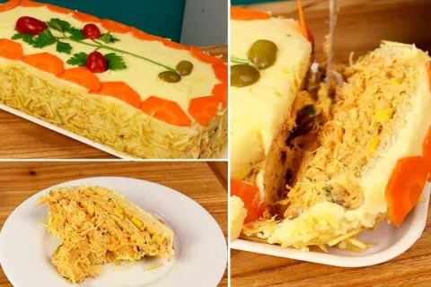 Torta fria de frango bem cremosa e muito fácil de montar, pa