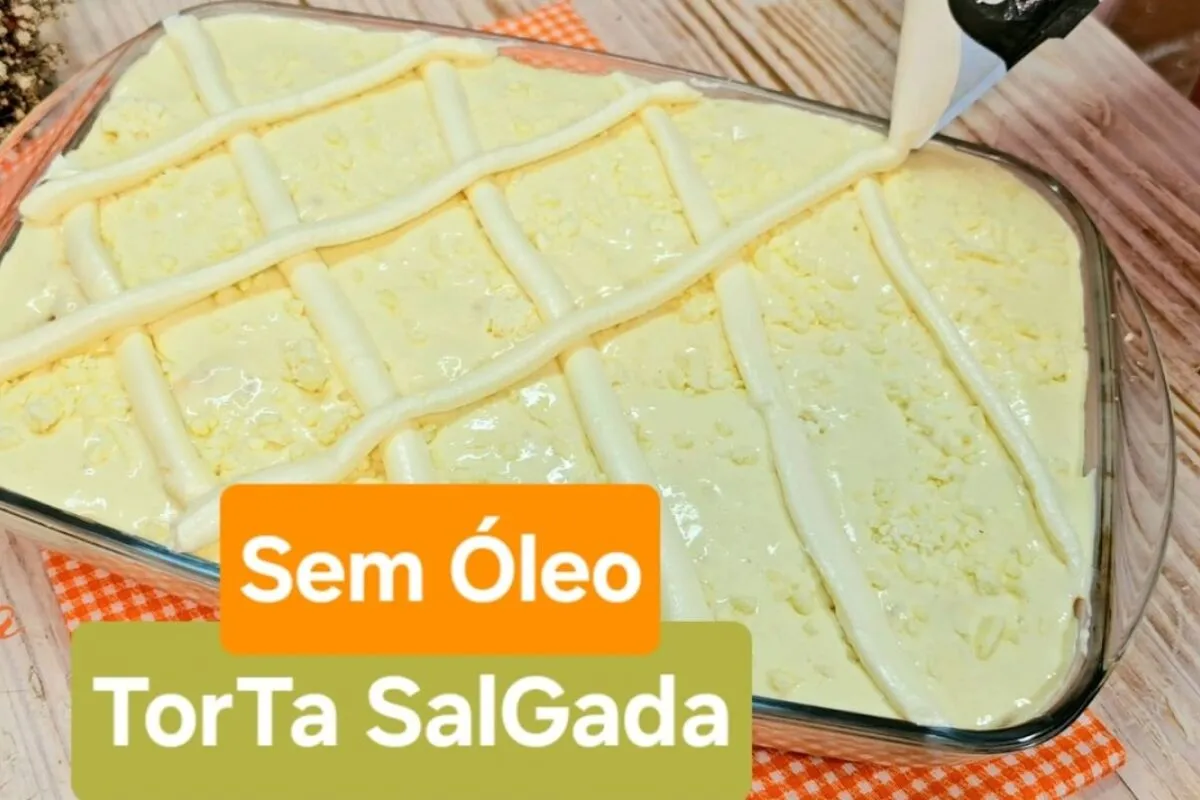 Torta salgada feita trocando o óleo por creme de leite para